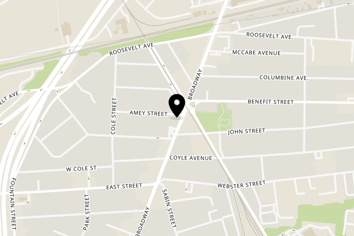 Map showing the location of Tacontento on 712 Broadway in Pawtucket